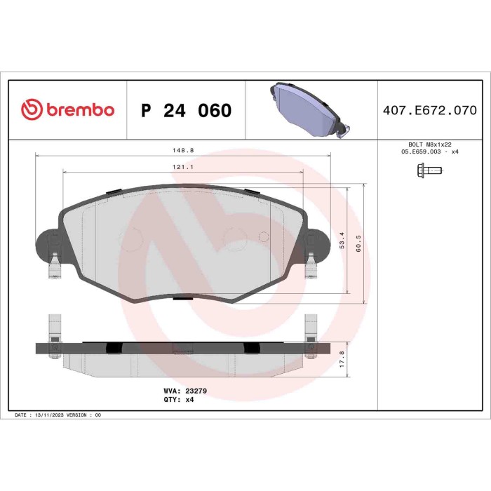 P24060_2.JPG Kit pastiglie freno, Freno a disco P 24 060 BREMBO per FORD JAGUAR