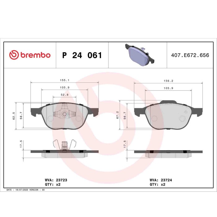 P24061_2.JPG Kit pastiglie freno, Freno a disco P 24 061 BREMBO per FORD VOLVO MAZDA