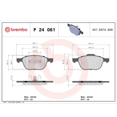 P24061X_2.JPG Kit pastiglie freno, Freno a disco P 24 061X BREMBO per FORD VOLVO MAZDA