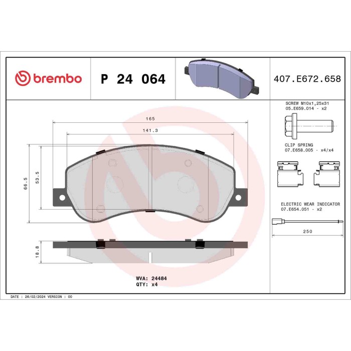 P24064_2.JPG Kit pastiglie freno, Freno a disco P 24 064 BREMBO per FORD