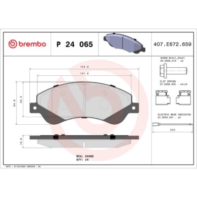 P24065_2.JPG Kit pastiglie freno, Freno a disco P 24 065 BREMBO per FORD