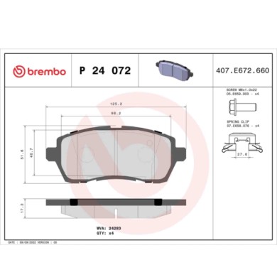 P24072_2.JPG Kit pastiglie freno, Freno a disco P 24 072 BREMBO per FORD MAZDA