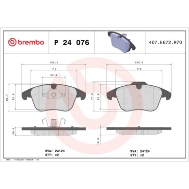 P24076_2.JPG Kit pastiglie freno, Freno a disco P 24 076 BREMBO per FORD VOLVO LAND ROVER MG