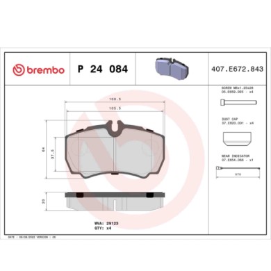 P24084_2.JPG Kit pastiglie freno, Freno a disco P 24 084 BREMBO per FORD