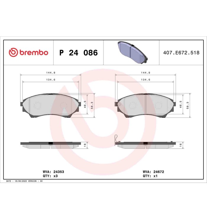P24086_2.JPG Kit pastiglie freno, Freno a disco P 24 086 BREMBO per FORD MAZDA