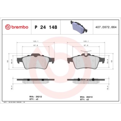 P24148_2.JPG Kit pastiglie freno, Freno a disco P 24 148 BREMBO per FORD VOLVO MAZDA