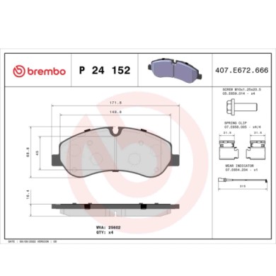 P24152_2.JPG Kit pastiglie freno, Freno a disco P 24 152 BREMBO per FORD