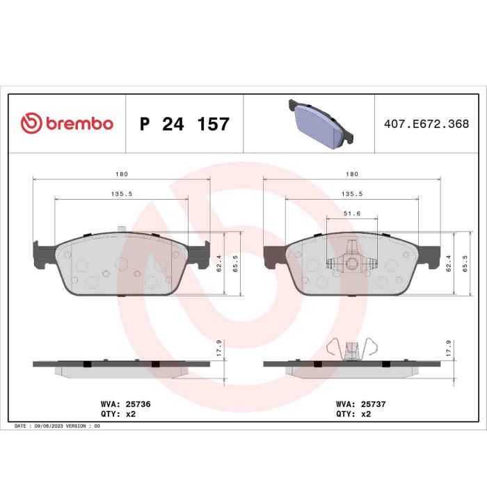 P24157_2.JPG Kit pastiglie freno, Freno a disco P 24 157 BREMBO per FORD