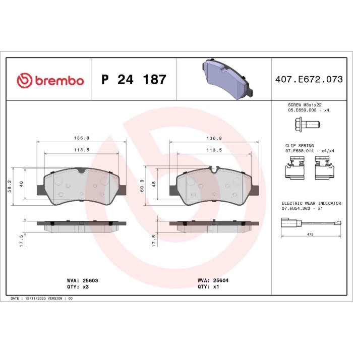 P24187_2.JPG Kit pastiglie freno, Freno a disco P 24 187 BREMBO per FORD