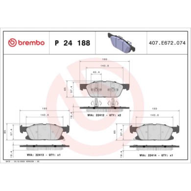 P24188_2.JPG Kit pastiglie freno, Freno a disco P 24 188 BREMBO per FORD