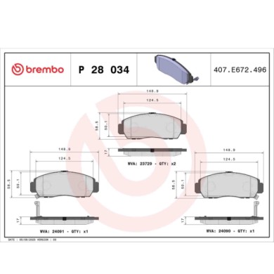 P28034_2.JPG Kit pastiglie freno, Freno a disco P 28 034 BREMBO per HONDA