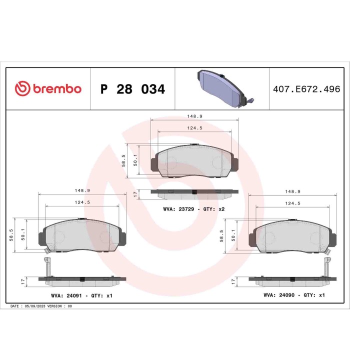 P28034_2.JPG Kit pastiglie freno, Freno a disco P 28 034 BREMBO per HONDA