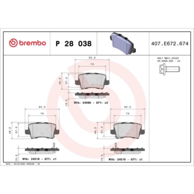 P28038_2.JPG Kit pastiglie freno, Freno a disco P 28 038 BREMBO per HONDA