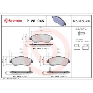P28045_2.JPG Kit pastiglie freno, Freno a disco P 28 045 BREMBO per HONDA