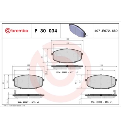 P30034_2.JPG Kit pastiglie freno, Freno a disco P 30 034 BREMBO per HYUNDAI KIA