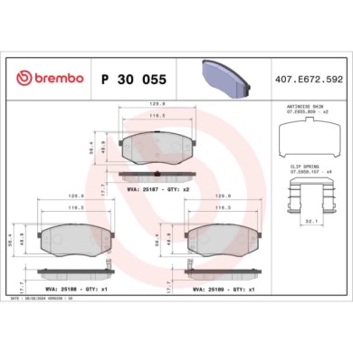 P30055_2.JPG Kit pastiglie freno, Freno a disco P 30 055 BREMBO per HYUNDAI KIA