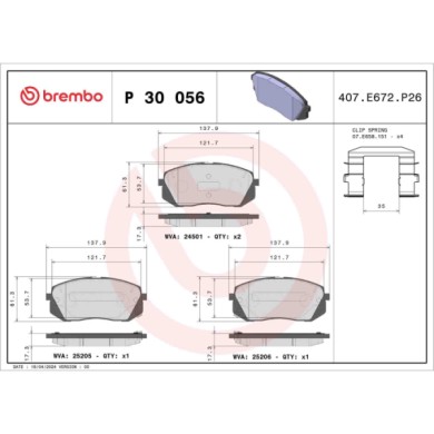 P30056_2.JPG Kit pastiglie freno, Freno a disco P 30 056 BREMBO per HYUNDAI KIA