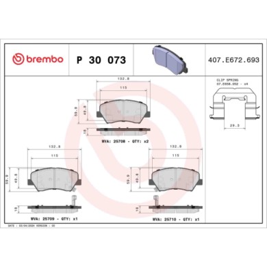 P30073_2.JPG Kit pastiglie freno, Freno a disco P 30 073 BREMBO per HYUNDAI KIA
