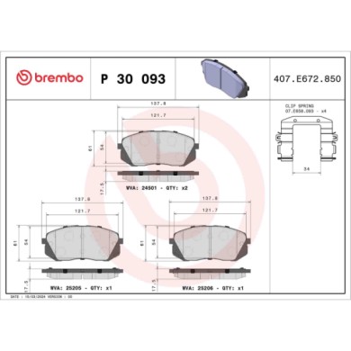 P30093_2.JPG Kit pastiglie freno, Freno a disco P 30 093 BREMBO per HYUNDAI KIA