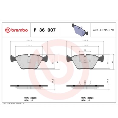P36007_2.JPG Kit pastiglie freno, Freno a disco P 36 007 BREMBO per JAGUAR DAIMLER