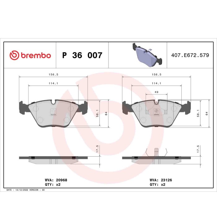 P36007_2.JPG Kit pastiglie freno, Freno a disco P 36 007 BREMBO per JAGUAR DAIMLER