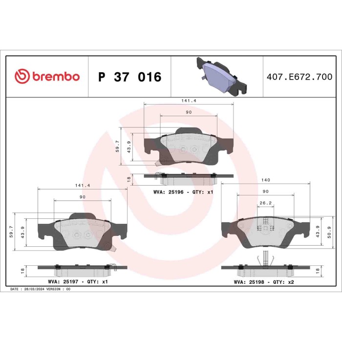 P37016_2.JPG Kit pastiglie freno, Freno a disco P 37 016 BREMBO per JEEP DODGE