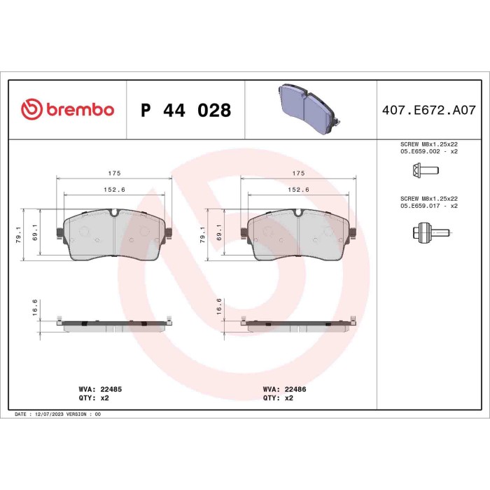 P44028_2.JPG Kit pastiglie freno, Freno a disco P 44 028 BREMBO per LAND ROVER JAGUAR