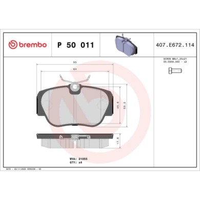 P50011_2.JPG Kit pastiglie freno, Freno a disco P 50 011 BREMBO per MERCEDES-BENZ