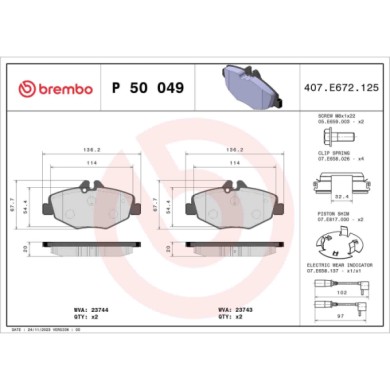 P50049_2.JPG Kit pastiglie freno, Freno a disco P 50 049 BREMBO per MERCEDES-BENZ