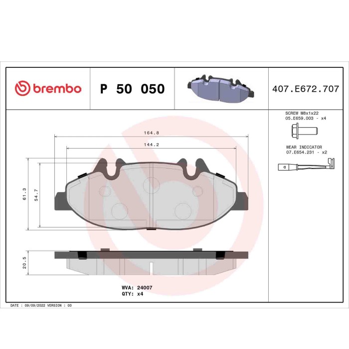 P50050_2.JPG Kit pastiglie freno, Freno a disco P 50 050 BREMBO per MERCEDES-BENZ
