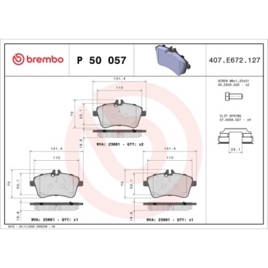 P50057_2.JPG Kit pastiglie freno, Freno a disco P 50 057 BREMBO per MERCEDES-BENZ