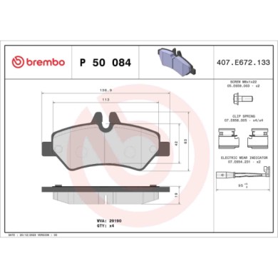 P50084_2.JPG Kit pastiglie freno, Freno a disco P 50 084 BREMBO per VW MERCEDES-BENZ