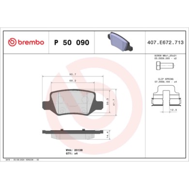 P50090_2.JPG Kit pastiglie freno, Freno a disco P 50 090 BREMBO per MERCEDES-BENZ