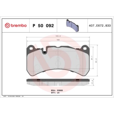 P50092_2.JPG Kit pastiglie freno, Freno a disco P 50 092 BREMBO per MERCEDES-BENZ MASERATI