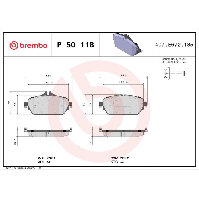 P50118_2.JPG Kit pastiglie freno, Freno a disco P 50 118 BREMBO per MERCEDES-BENZ