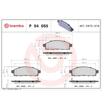 P54055_2.JPG Kit pastiglie freno, Freno a disco P 54 055 BREMBO per FIAT MITSUBISHI