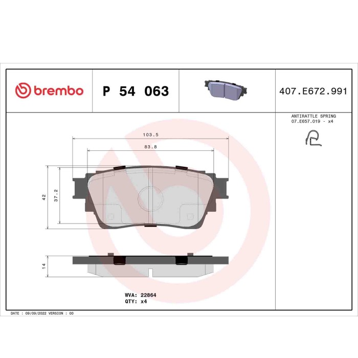 P54063_2.JPG Kit pastiglie freno, Freno a disco P 54 063 BREMBO per MITSUBISHI