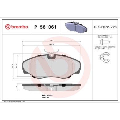 P56061_2.JPG Kit pastiglie freno, Freno a disco P 56 061 BREMBO per RENAULT OPEL NISSAN