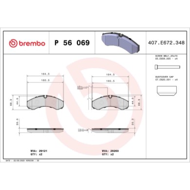 P56069_2.JPG Kit pastiglie freno, Freno a disco P 56 069 BREMBO per NISSAN IVECO