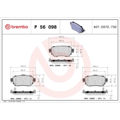 P56098_2.JPG Kit pastiglie freno, Freno a disco P 56 098 BREMBO per RENAULT NISSAN