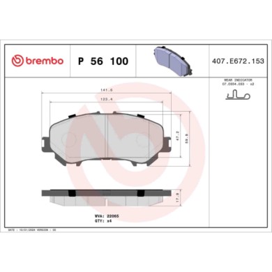 P56100_2.JPG Kit pastiglie freno, Freno a disco P 56 100 BREMBO per RENAULT NISSAN