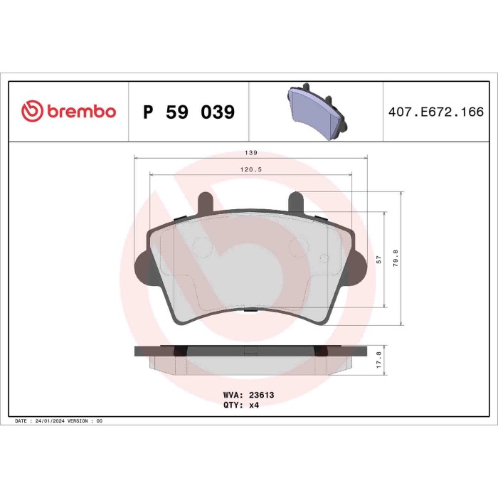 P59039_2.JPG Kit pastiglie freno, Freno a disco P 59 039 BREMBO per RENAULT OPEL NISSAN