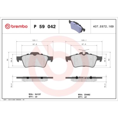 P59042_2.JPG Kit pastiglie freno, Freno a disco P 59 042 BREMBO per RENAULT CITROEN FORD OPEL