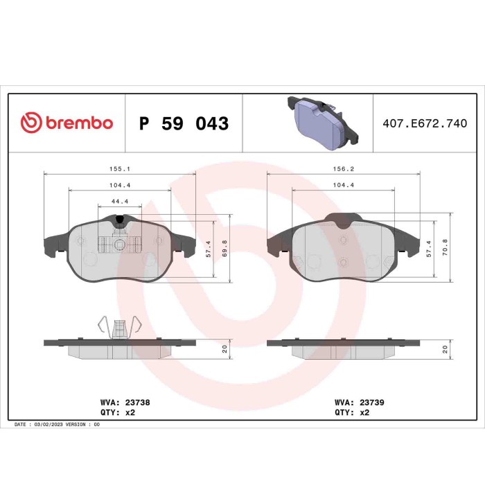 P59043_2.JPG Kit pastiglie freno, Freno a disco P 59 043 BREMBO per OPEL FIAT SAAB CADILLAC