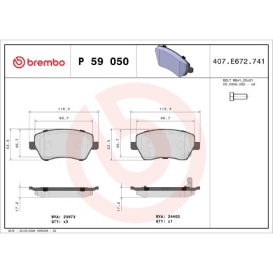 P59050_2.JPG Kit pastiglie freno, Freno a disco P 59 050 BREMBO per OPEL SUZUKI