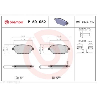 P59052_2.JPG Kit pastiglie freno, Freno a disco P 59 052 BREMBO per OPEL FIAT