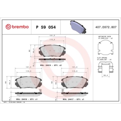 P59054_2.JPG Kit pastiglie freno, Freno a disco P 59 054 BREMBO per OPEL CHEVROLET SAAB