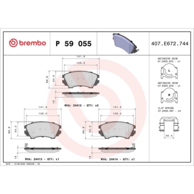 P59055_2.JPG Kit pastiglie freno, Freno a disco P 59 055 BREMBO per OPEL CHEVROLET SAAB