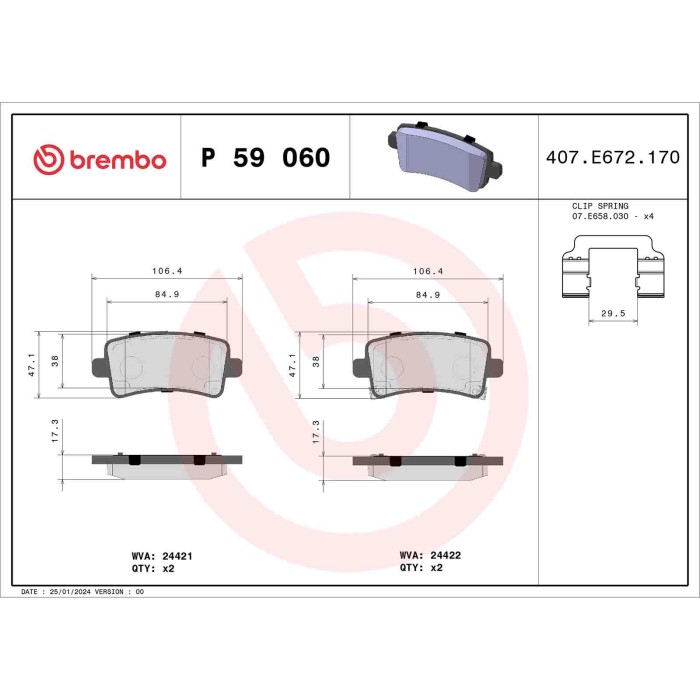 P59060_2.JPG Kit pastiglie freno, Freno a disco P 59 060 BREMBO per OPEL CHEVROLET SAAB