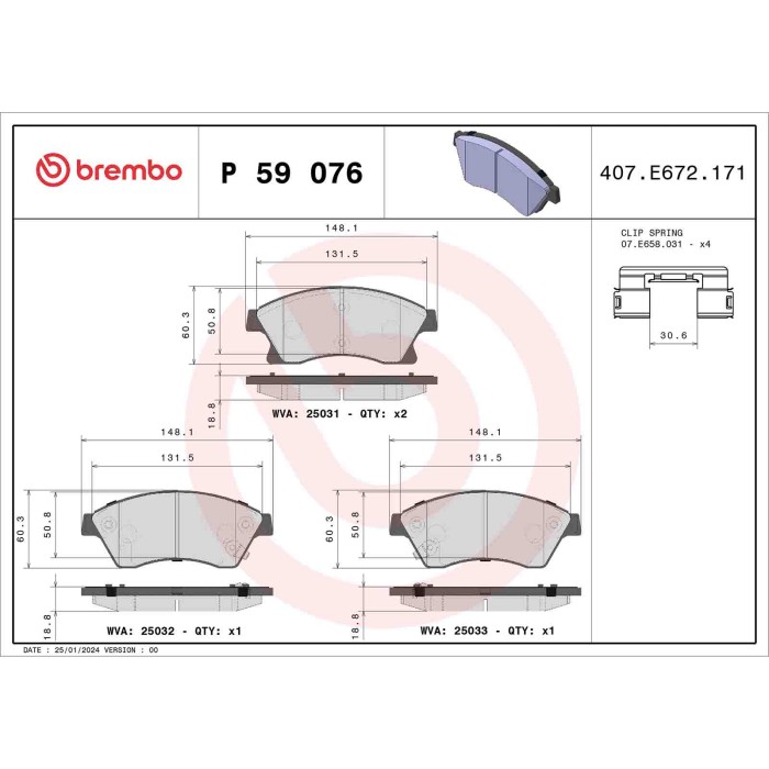 P59076_2.JPG Kit pastiglie freno, Freno a disco P 59 076 BREMBO per OPEL CHEVROLET
